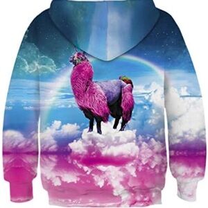 Llama Unicorn Novelty Hoodie Size Large Whimsical Llama-corn Sweatshirt